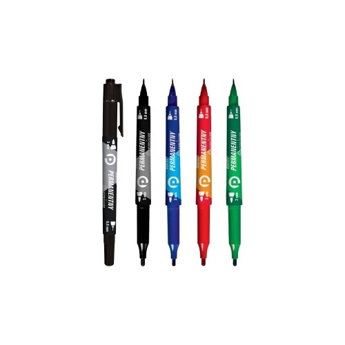 Marker permanentny dwustronny zielony okrągły/fibrowy KM501-Z2 TETIS