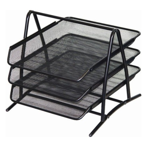Półka na dokumenty NATUNA A4 siatka czarna (3szt) 350x300x275mm