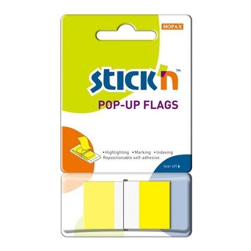 Zakładki indeksujące 45x25mm w podajniku żółte 50szt STICK`N 26022