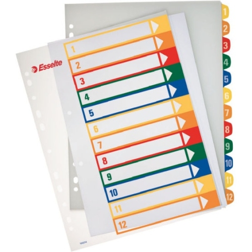 Przekładki plastikowe 1-12 do zadruku 100214 ESSELTE