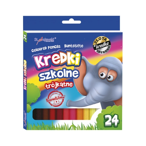Kredki ołówkowe trójkątne BAMBINO 24 kolorów opakowanie kartonowe St.Majewski
