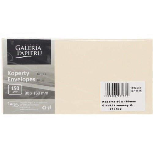 Koperta C6 Mika kremowy 120g. (10szt.) 280247 Galeria Papieru