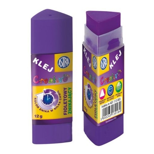 Klej znikający fioletowy CREATIVO 12g sztyft-trójkątny 401113003
