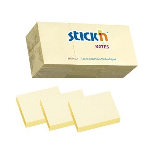 Bloczek samoprzylepny 38x51mm 100k żółty pastelowy (12szt) STICK`N 21530