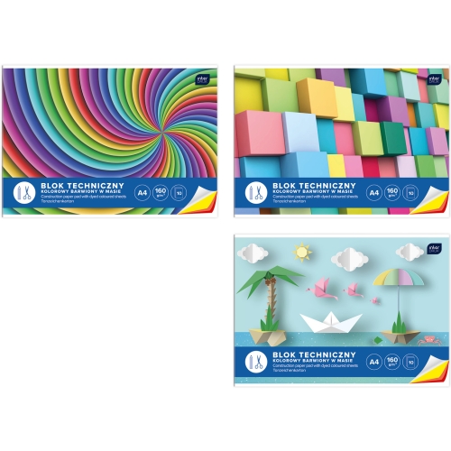 Blok techniczny kolorowy A4 10k INTERDRUK