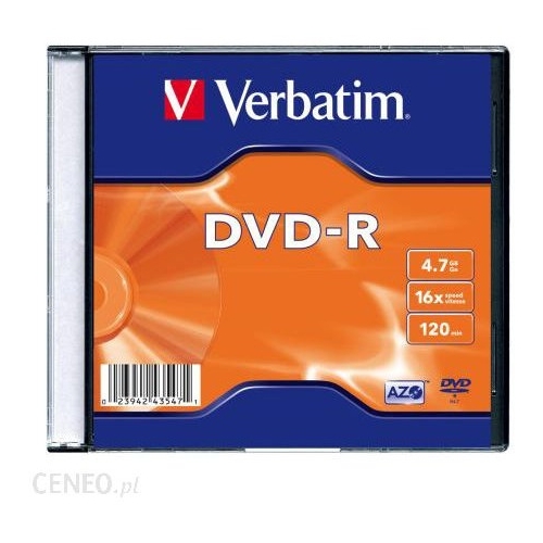 Płyta DVD-R VERBATIM SLIM 4.7GB x16 Matt Silver 43547