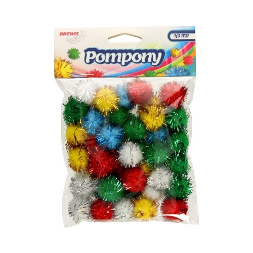 Pompony metaliczne mix kolorów 78sztuk POM05 BREWIS