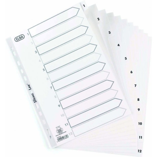 Przekładki numeryczne A4 1-12 białe PP 100204771 OXFORD
