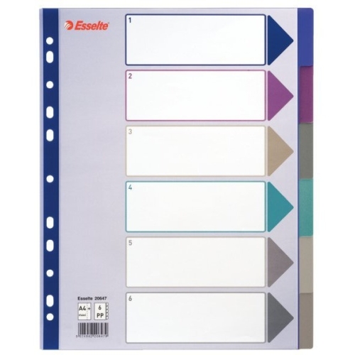 Przekładka PP A4 MULTICOLOR 6 kart 20647 MAXI ESSELTE