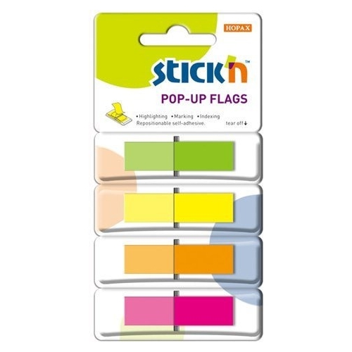 Zakładki indeksujące w podajniku 45x12mm 160/4 kolory 26017 STICK'N