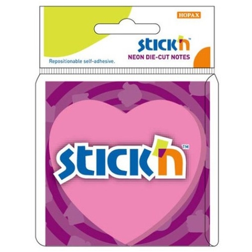 Notes samoprzylepny 76x76 Różowe Serce STICK`N 50kartek 21448