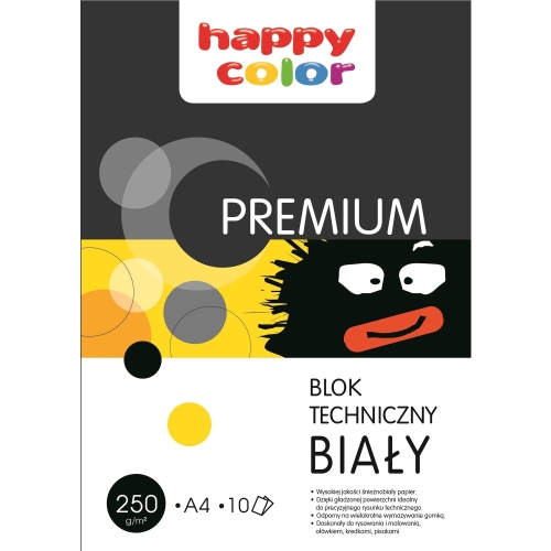 Blok techniczny PREMIUM biały 250g A4 10ark HAPPY COLOR 3725 2030-0