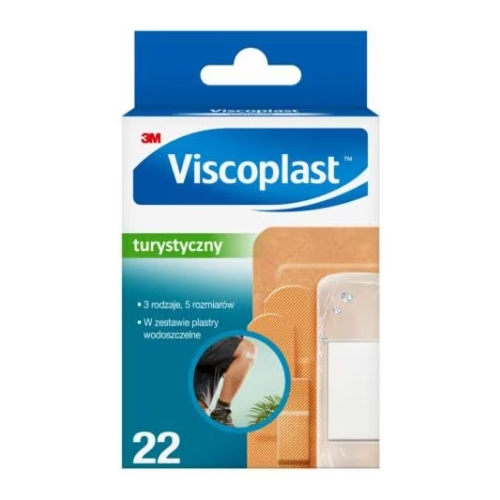 Plaster uniwersalny VISCOPLAST, zestaw turystyczny 5 rozmiarów 22sztuki 3M