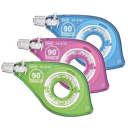 Korektor w taśmie 12m x 5mm z przekręcaną końcówką. boczna i pionowa TO-0125 TOMA