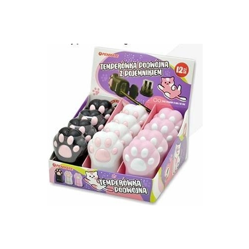 Temperówka podwójna z pojemnikiem KOCI ŁAPKA TT8834 PENMATE