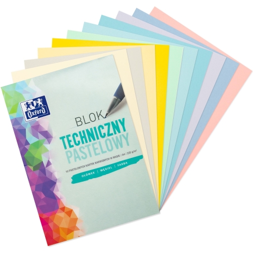 Blok techniczny A4 10k 225g pastelowy 400166068 OXFORD