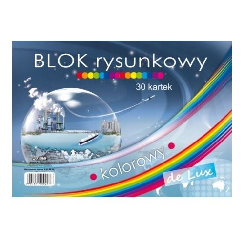 Blok rysunkowy A4 30k kolorowy De Lux POLIGRAF