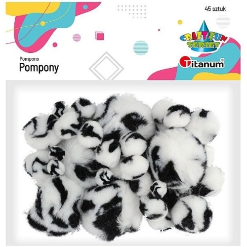 Pompony akrylowe A45 ANIMAl biało-czarne 338522