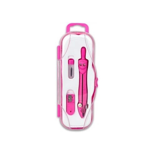 Cyrkiel szkolny z grafitem 2mm ( grafity +temperówka) PC-101 różowy w etui TT7631 PENMATE